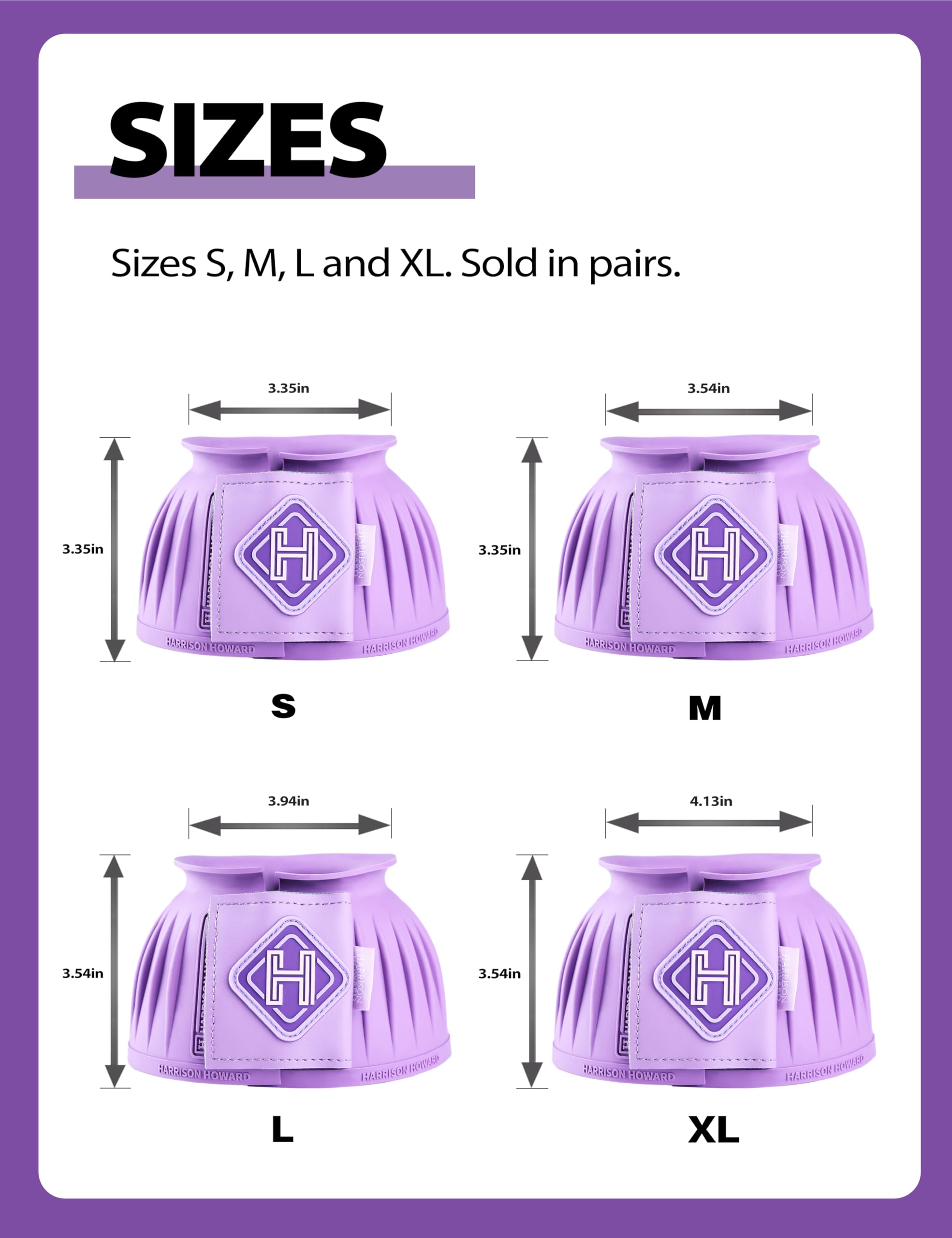Harrison Howard violet XL bell boot adds color while offering reliable hoof protection