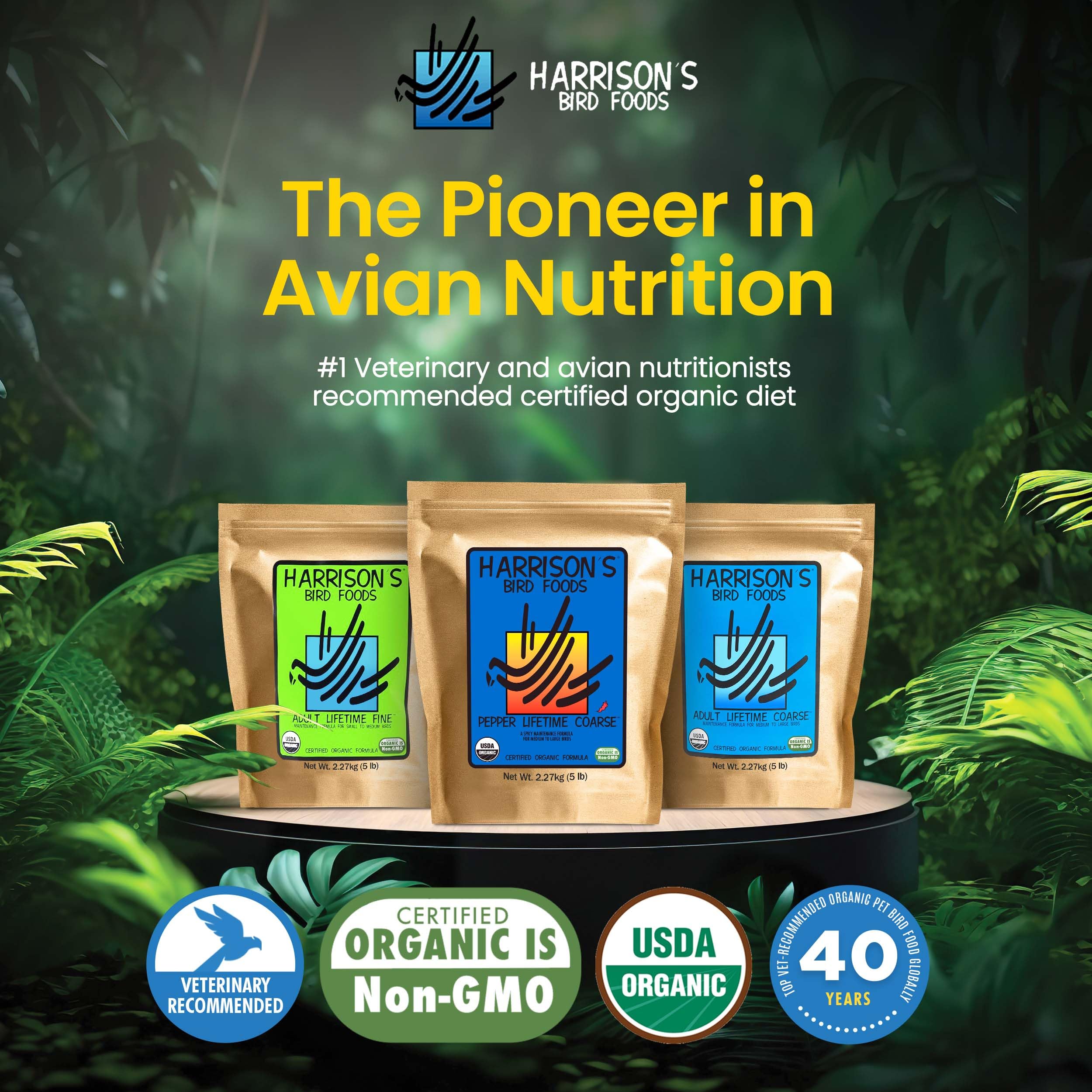 Harrison's Pepper Lifetime Coarse organic ingredients for balanced nutrition