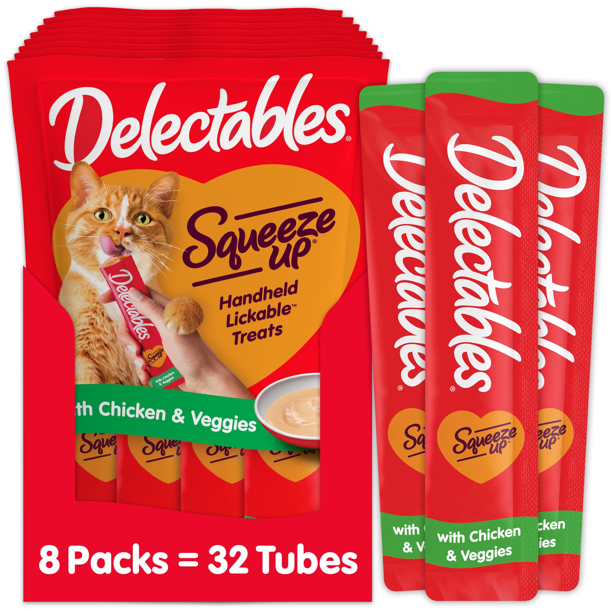 Hartz Delectables Squeeze Up tube closeup with rich creamy puree for hand feeding