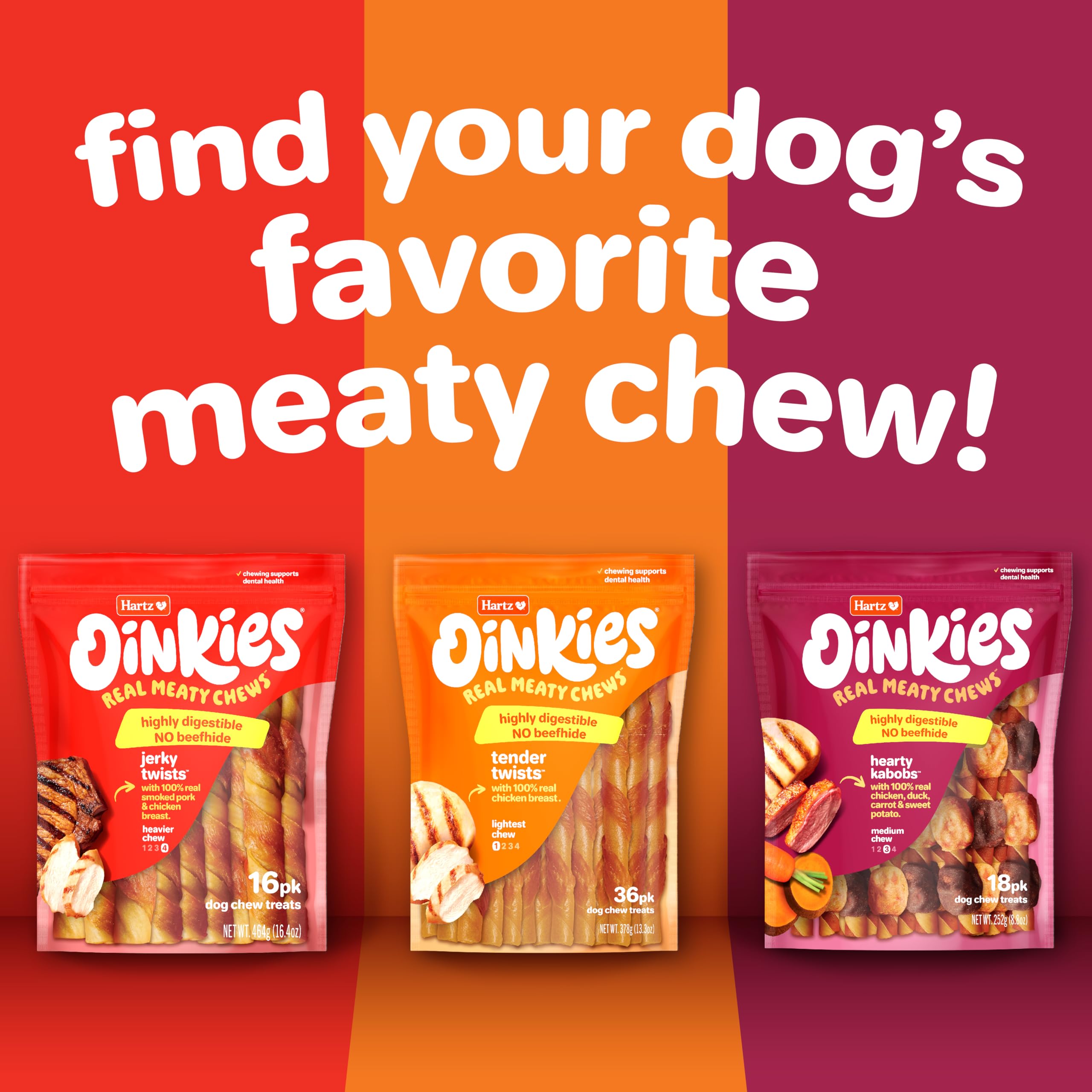 Snack diario para perros activos con Hartz Oinkies twists