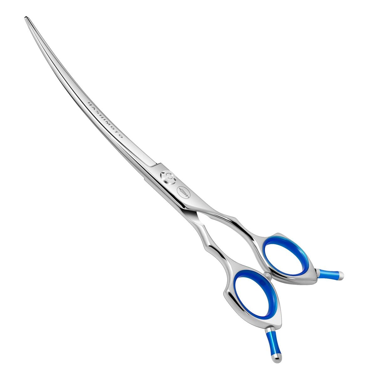 HASHIMOTO dog grooming scissors curved 7.5-inch blade supports precise eye-area trimming.