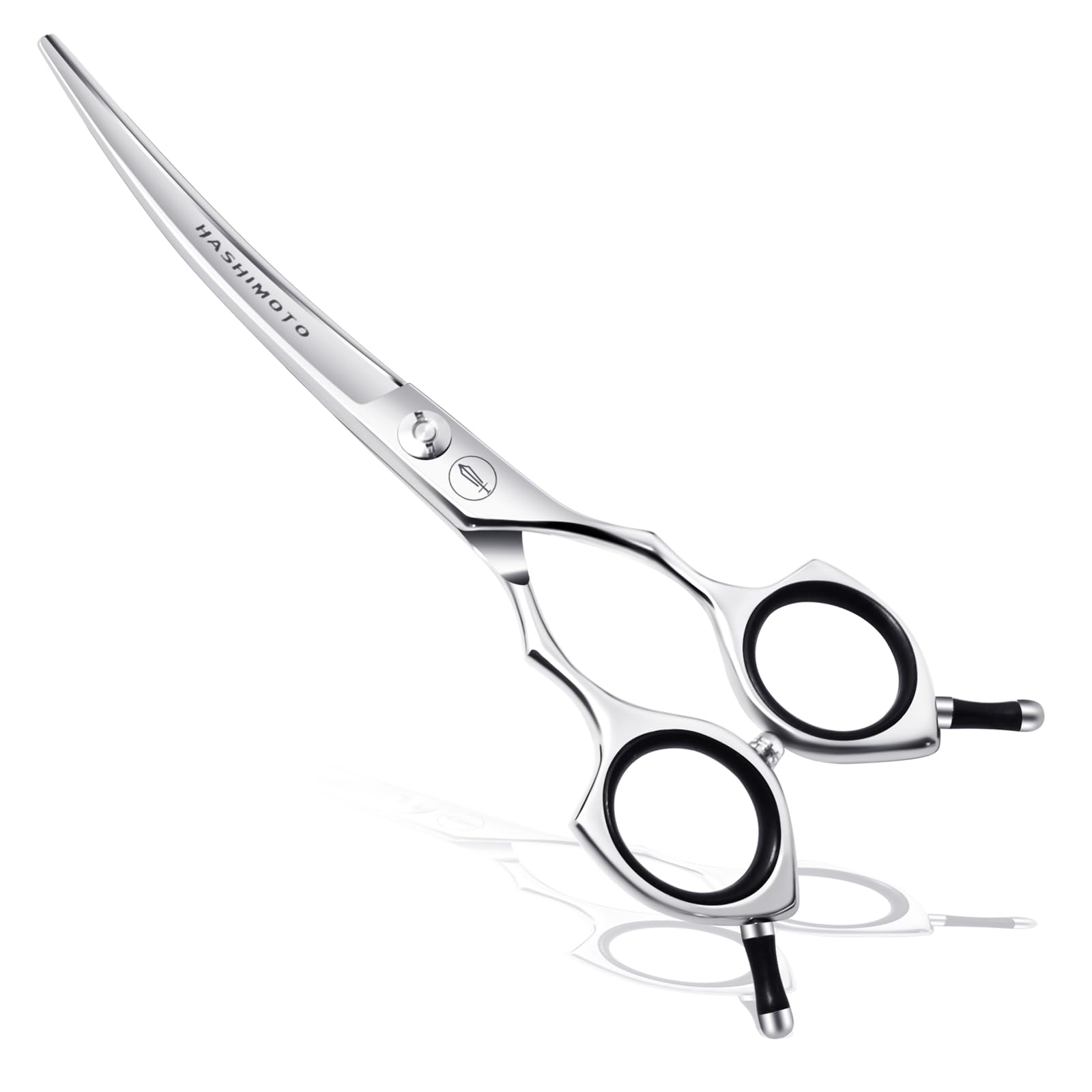HASHIMOTO grooming scissors with large holes for comfortable trimming.