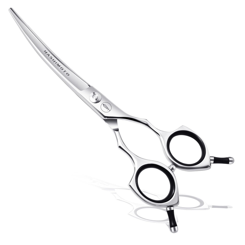 HASHIMOTO grooming scissors with large holes for comfortable trimming.