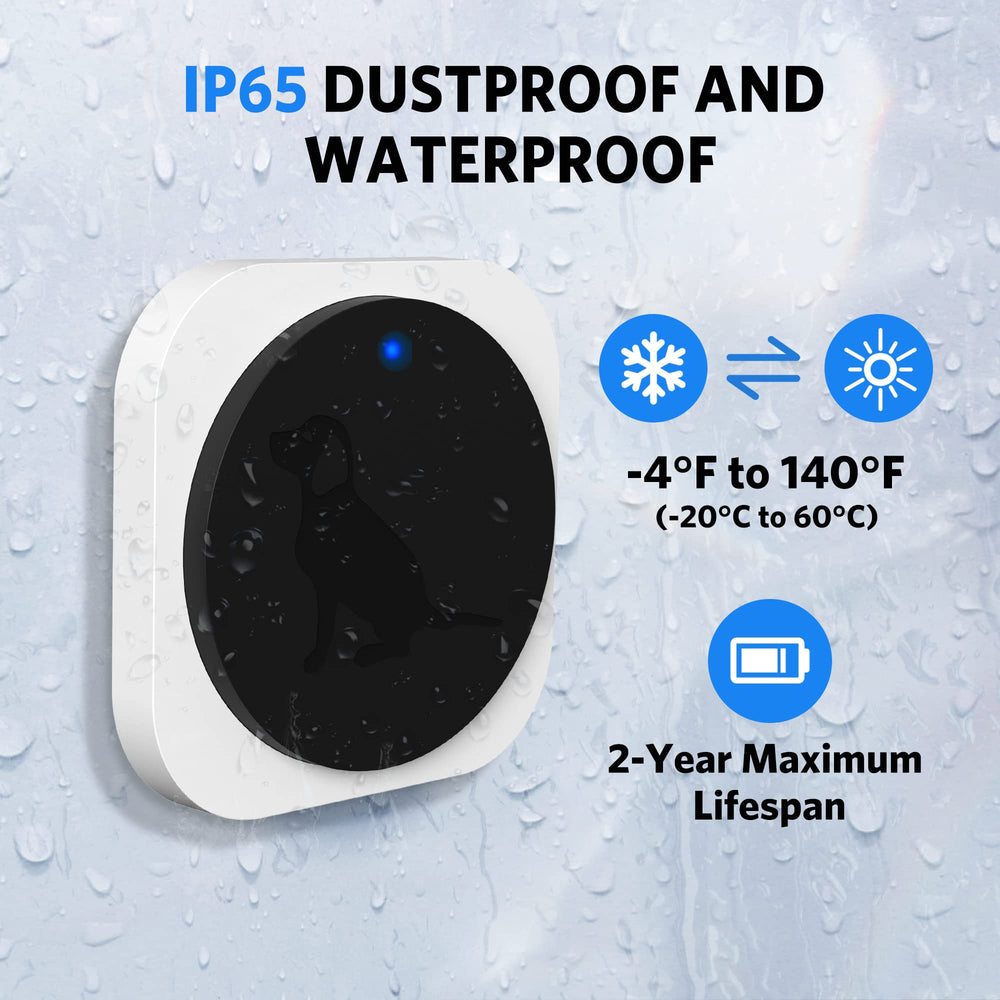 Hathever Dog Bell IP65 waterproof design withstands rain and mud.