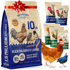 Hatortempt black soldier fly larvae 10lb bag shows a protein-rich poultry supplement