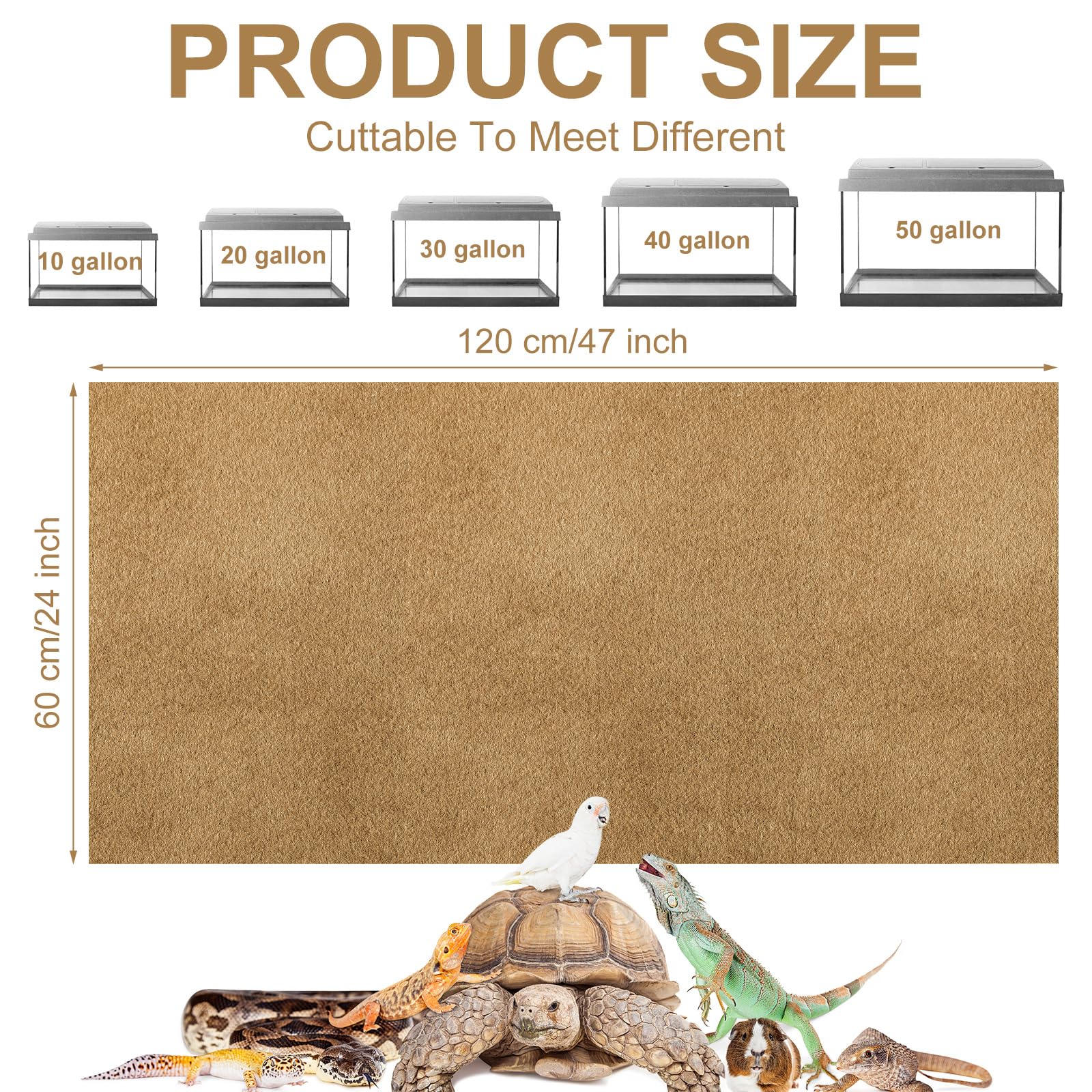 Haull reptile carpet cut-to-fit design simplifies tank sizing