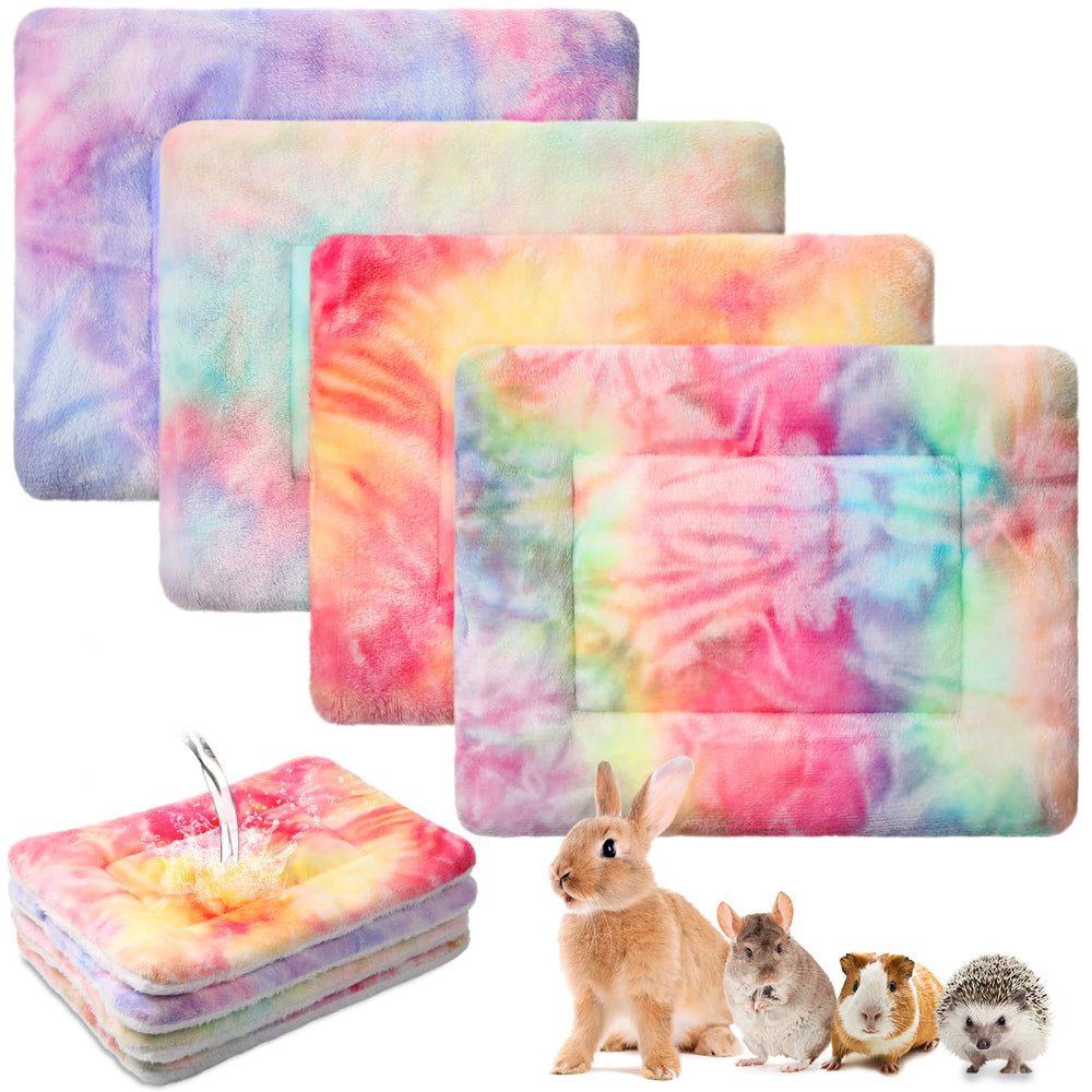 Haull tie-dyed guinea pig bed folded showing cozy foldable liner for travel.