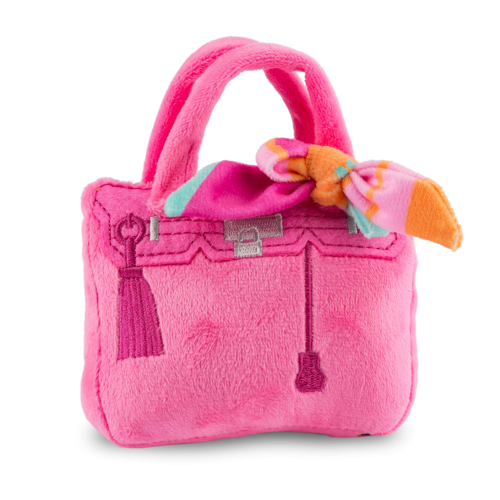 Haute Diggity Dog Barkin Bag with scarf front view shows chic design and interactive squeaker.