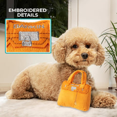 Haute Diggity Dog Barkin Bag squeaker inside for interactive sound during fetch.