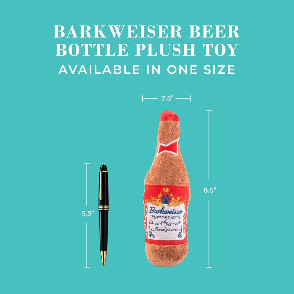 Haute Diggity Dog Barkweiser Beer Bottle toy machine-washable for easy cleanups after adventures.