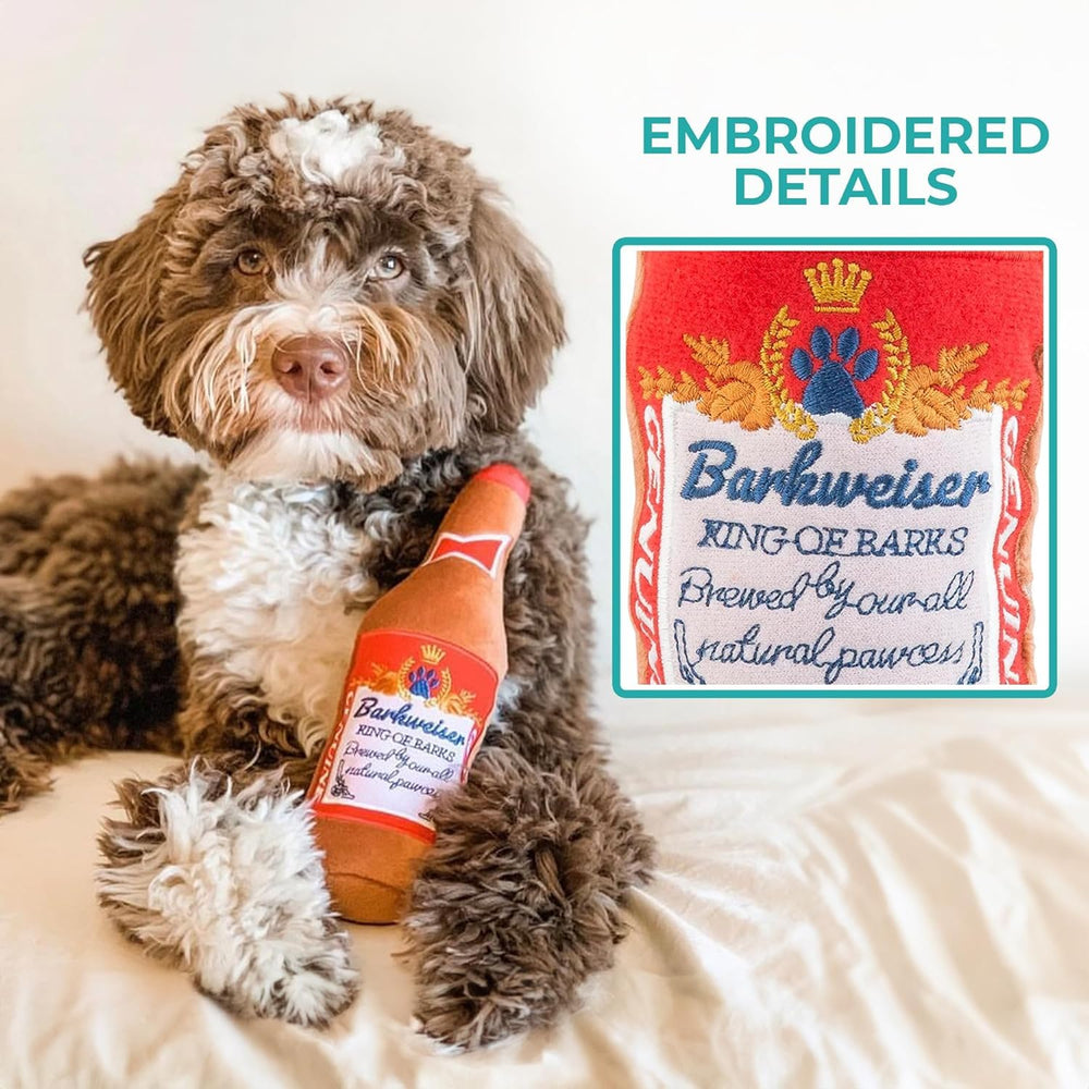 Haute Diggity Dog Barkweiser Beer Bottle plush material feels soft yet durable for hours of cuddly play.