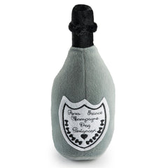 Haute Diggity Dog Champagne Perignonn plush toy front view engaging squeaker for interactive play.