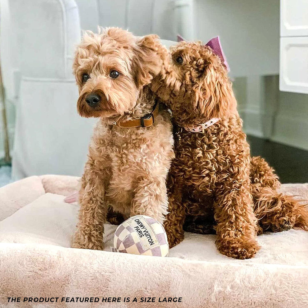 Haute Diggity Dog Checker Chewy Vuiton Ball plush material provides soft durable play