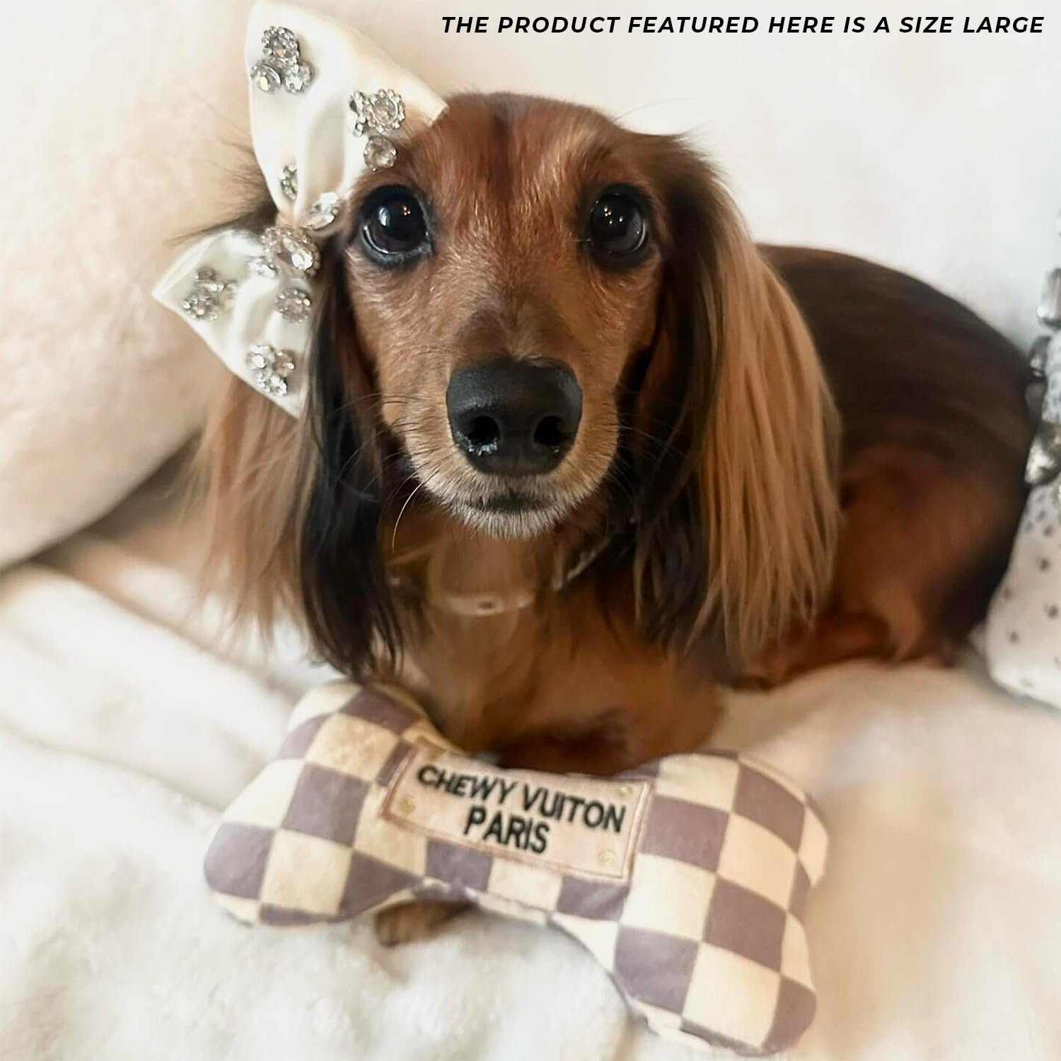 Haute Diggity Dog Checker Chewy Vuiton Bone durable for hours of play