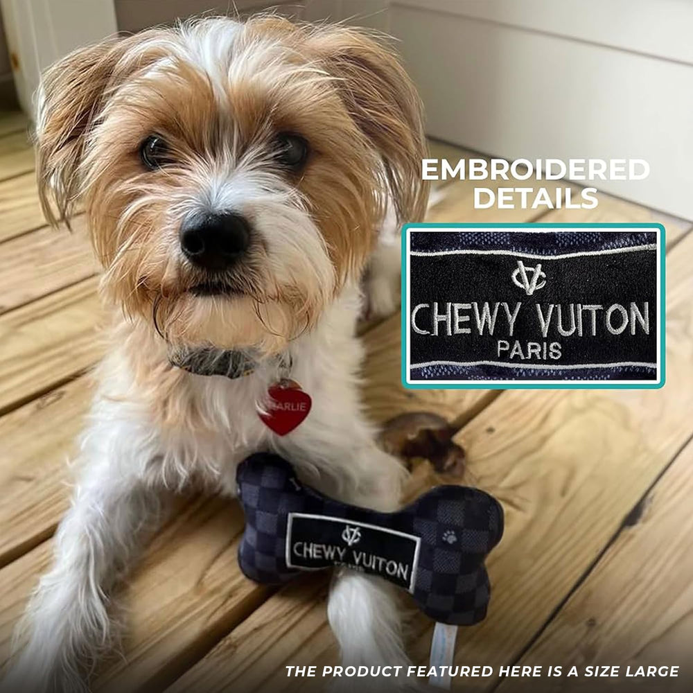 Haute Diggity Dog Checker Chewy Vuiton Bone parody gift for stylish pups.
