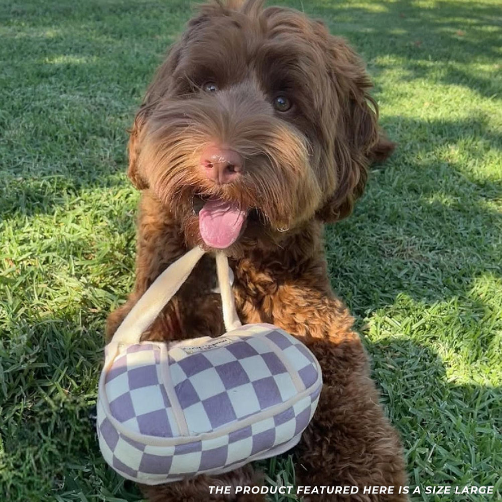 Haute Diggity Dog Checker Chewy Vuiton Handbag machine-washable for easy care