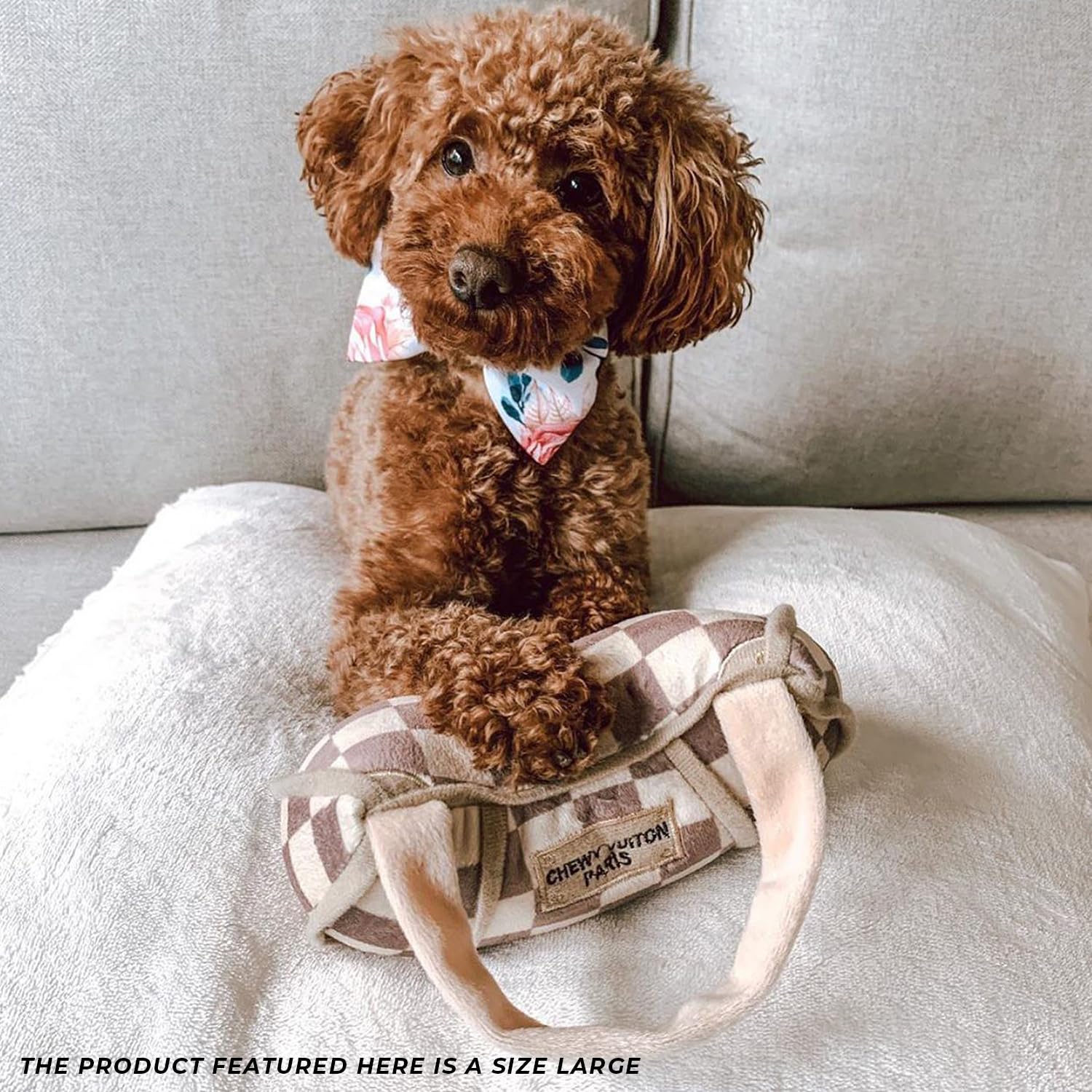 Haute Diggity Dog Checker Chewy Vuiton Handbag playtime toy for fetch and tug-o-war