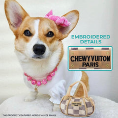 Haute Diggity Dog Checker Chewy Vuiton Handbag plush material for soft, durable cuddles