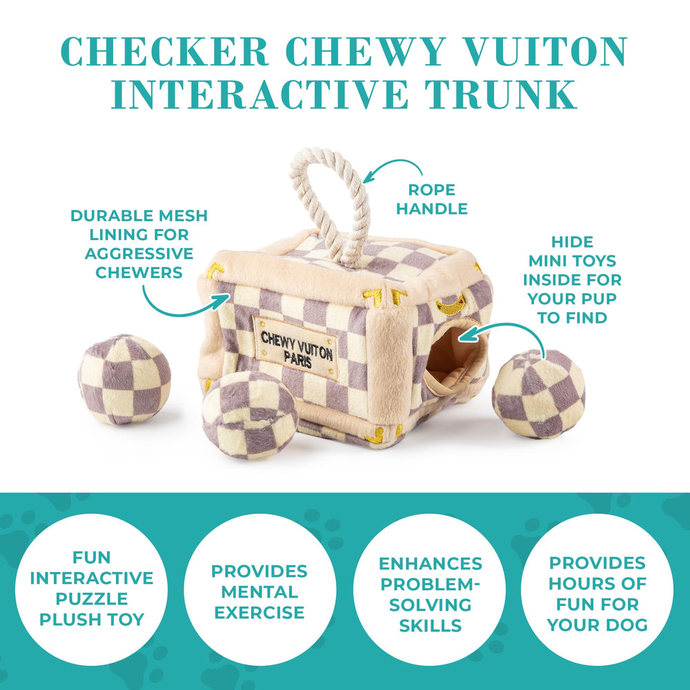 Machine-washable Haute Diggity Dog trunk toy for easy cleanup.