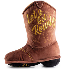 Haute Diggity Dog cowboy boot plush toy front view with hidden squeaker for engaging play.