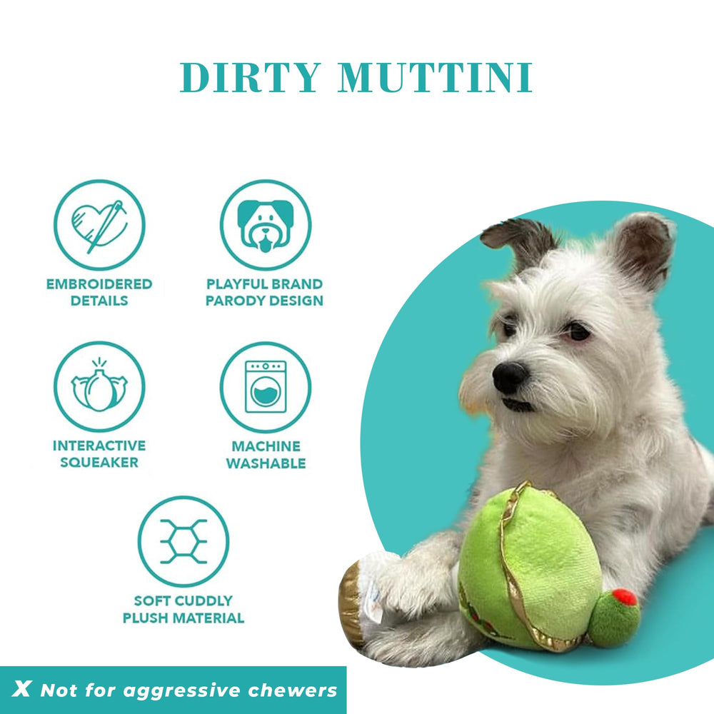 Green and white plush Dirty Muttini with stylish color