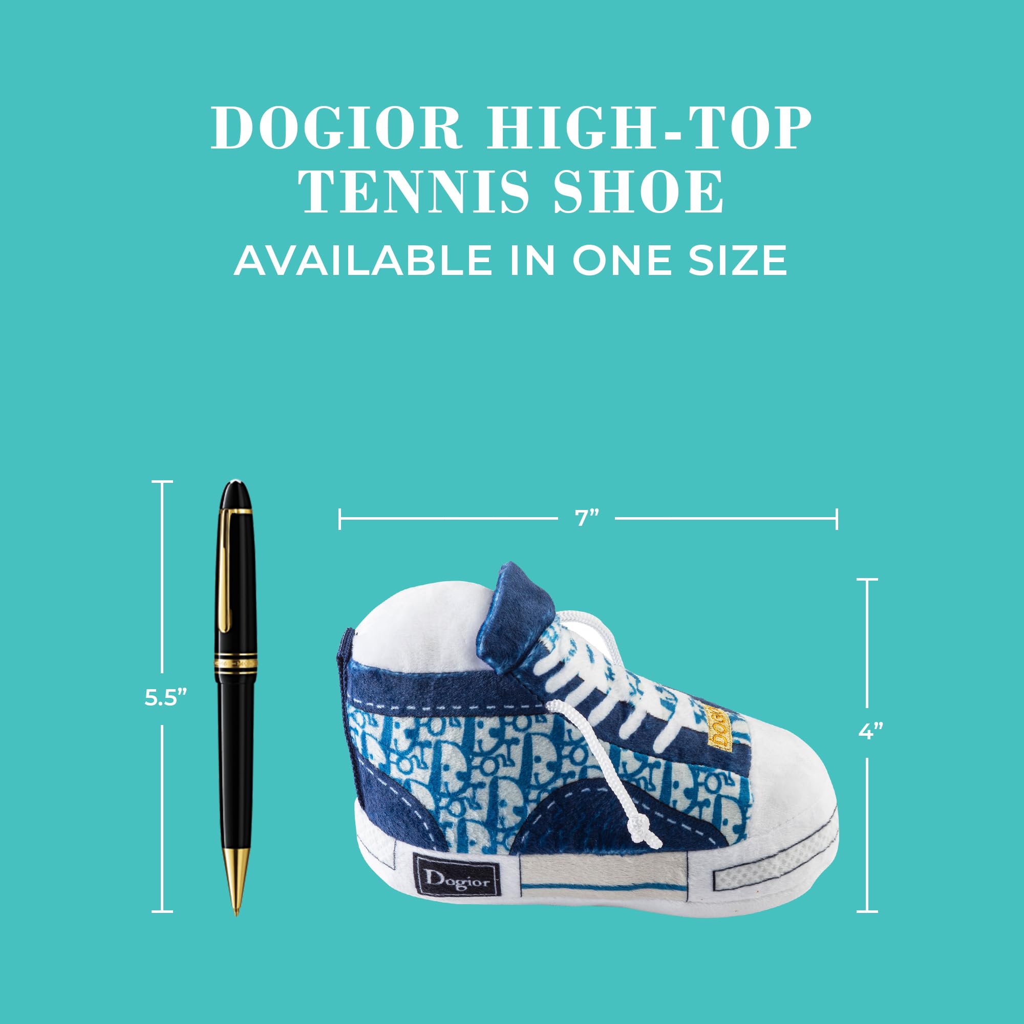 Haute Diggity Dog Dogior high-top tennis shoe toy ideal for fetch and gentle tug sessions.