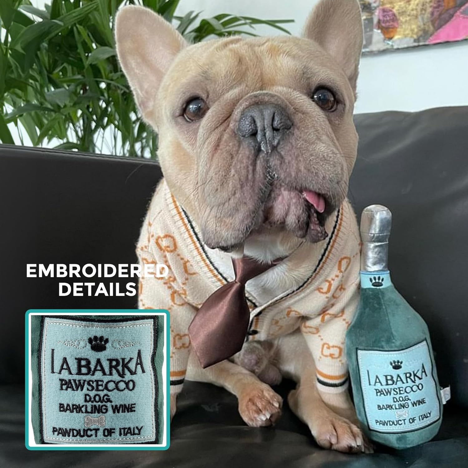 Haute Diggity Dog embroidered details add elegance to playtime.