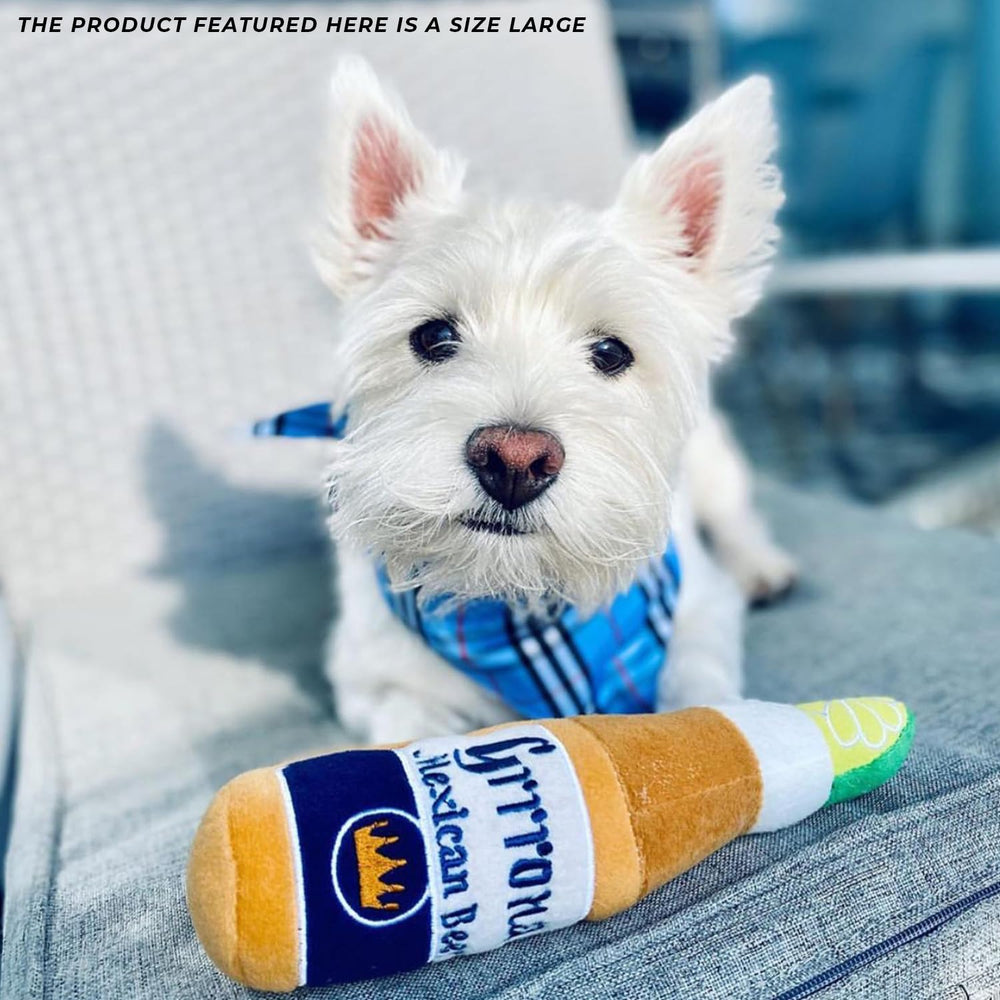 Haute Diggity Dog Grrrona beer bottle toy fetch tug – ideal for interactive games.