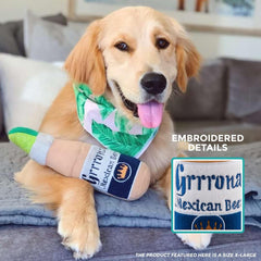 Haute Diggity Dog Grrrona beer bottle toy squeaker – keeps dogs engaged during play.