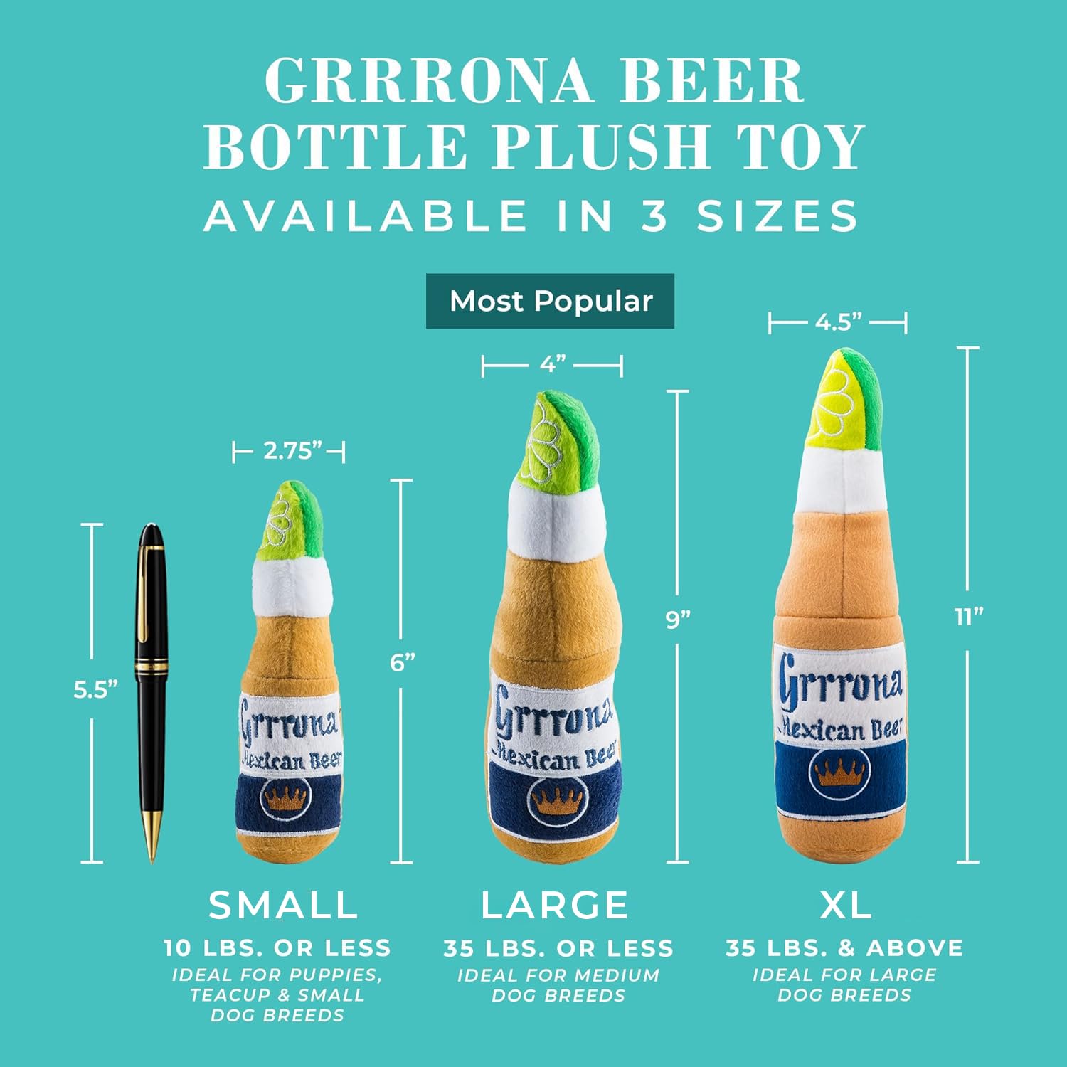 Haute Diggity Dog Grrrona beer bottle toy soft plush – cuddly texture for gentle play.