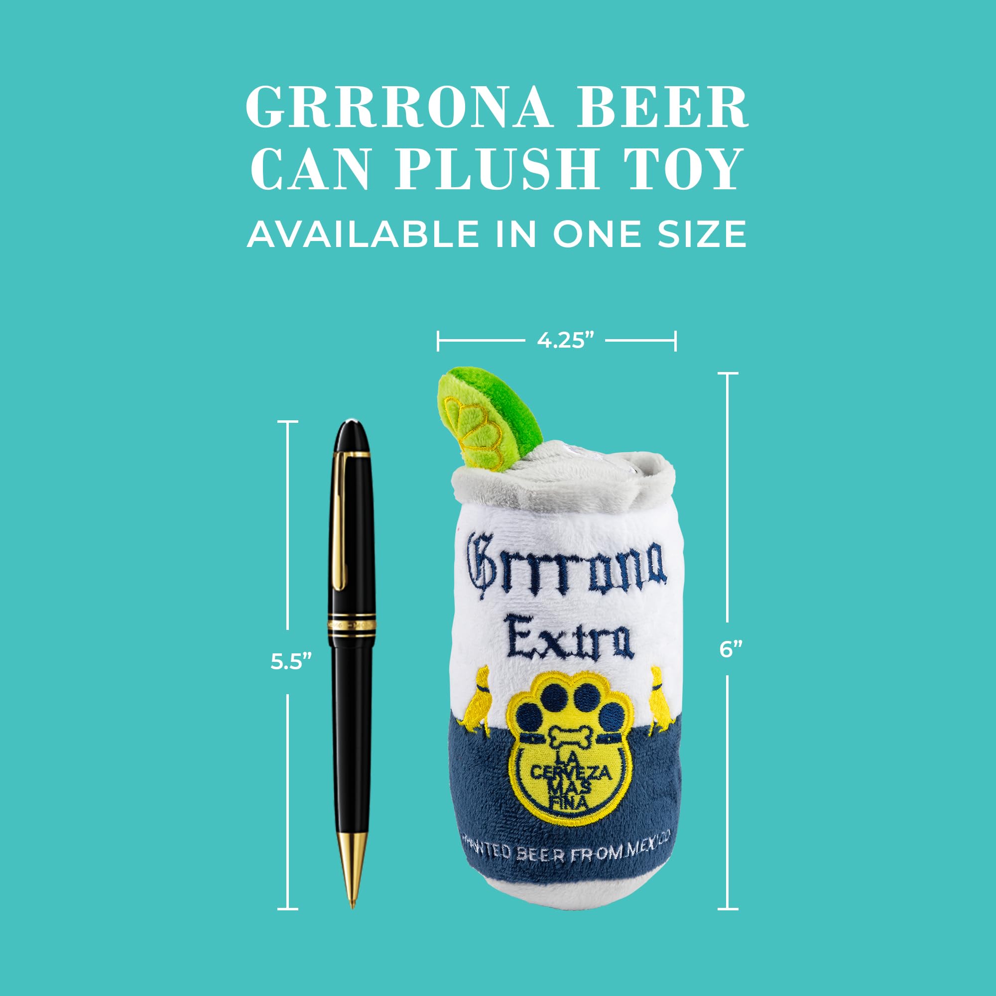 Haute Diggity Dog Grrrona Beer Can cuddle session image highlights soft plush material.