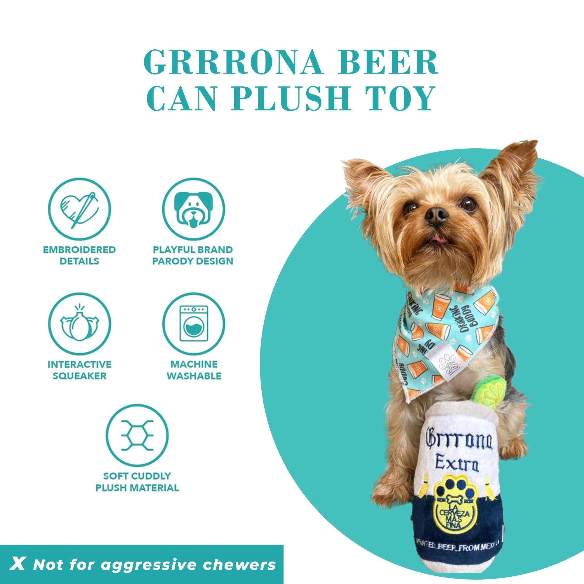 Haute Diggity Dog Grrrona Beer Can dog playtime companion for treats, cuddles and lively sessions.