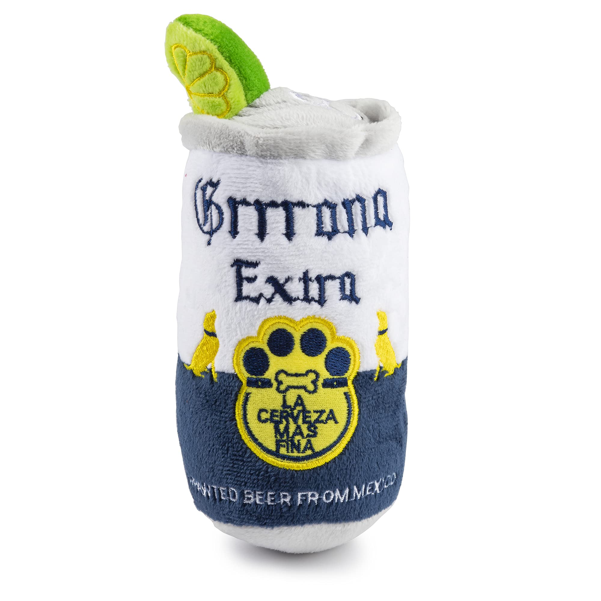 Haute Diggity Dog Grrrona Beer Can front view with interactive squeaker for play.