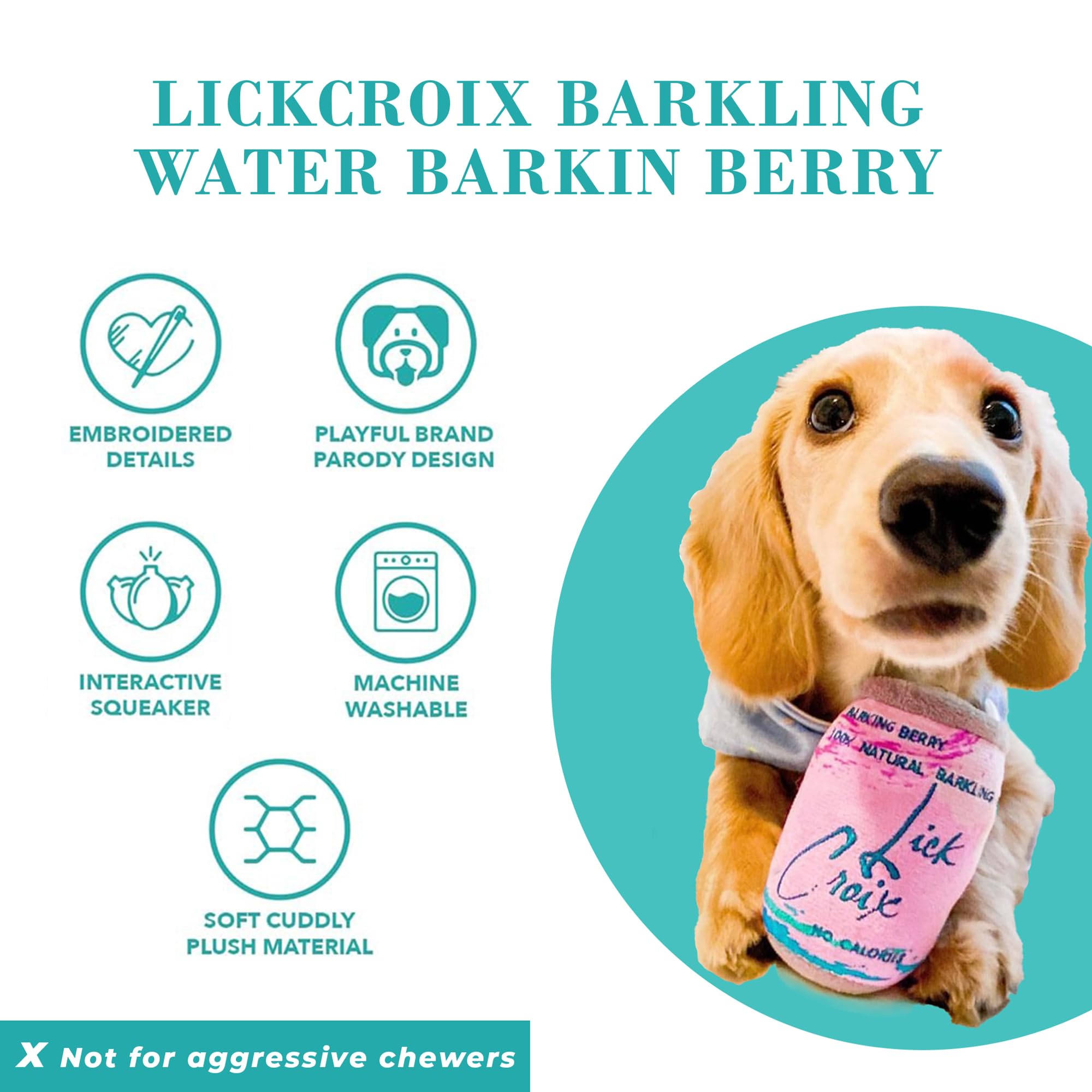 Haute Diggity Dog LickCroix Barkling Water Barkin Berry plush material highlight for cuddly play
