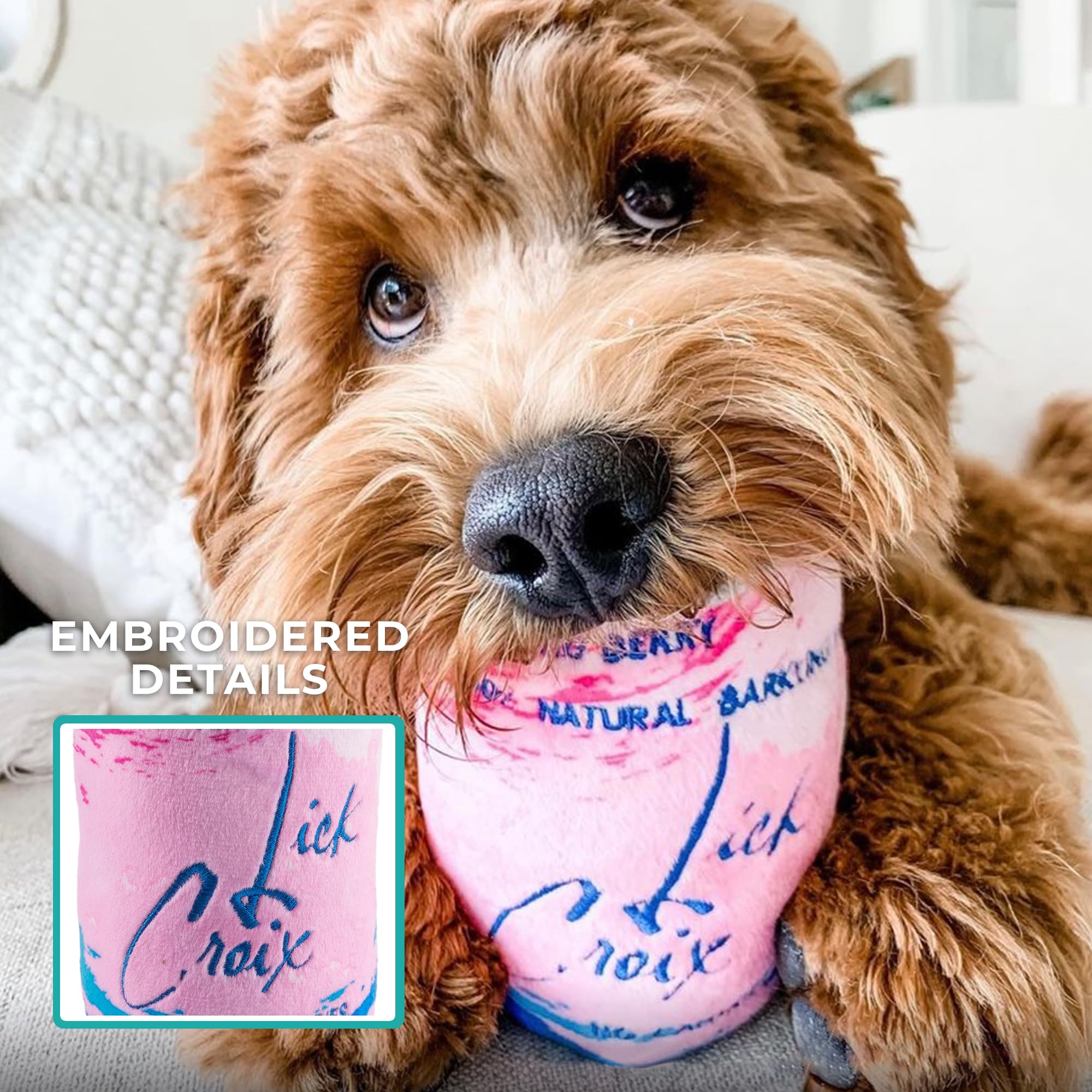 Haute Diggity Dog LickCroix Barkling Water Barkin Berry size large in action during tug