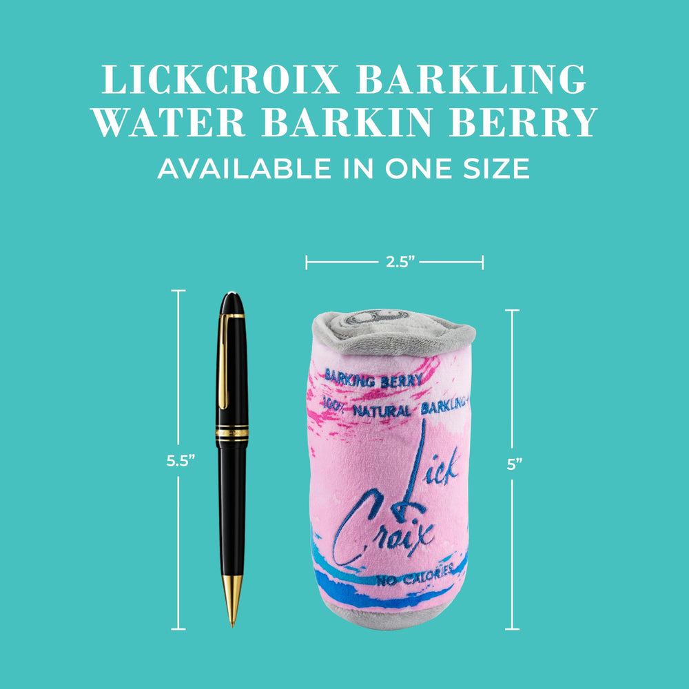 Haute Diggity Dog LickCroix Barkling Water Barkin Berry squeaker closeup for interactive enrichment