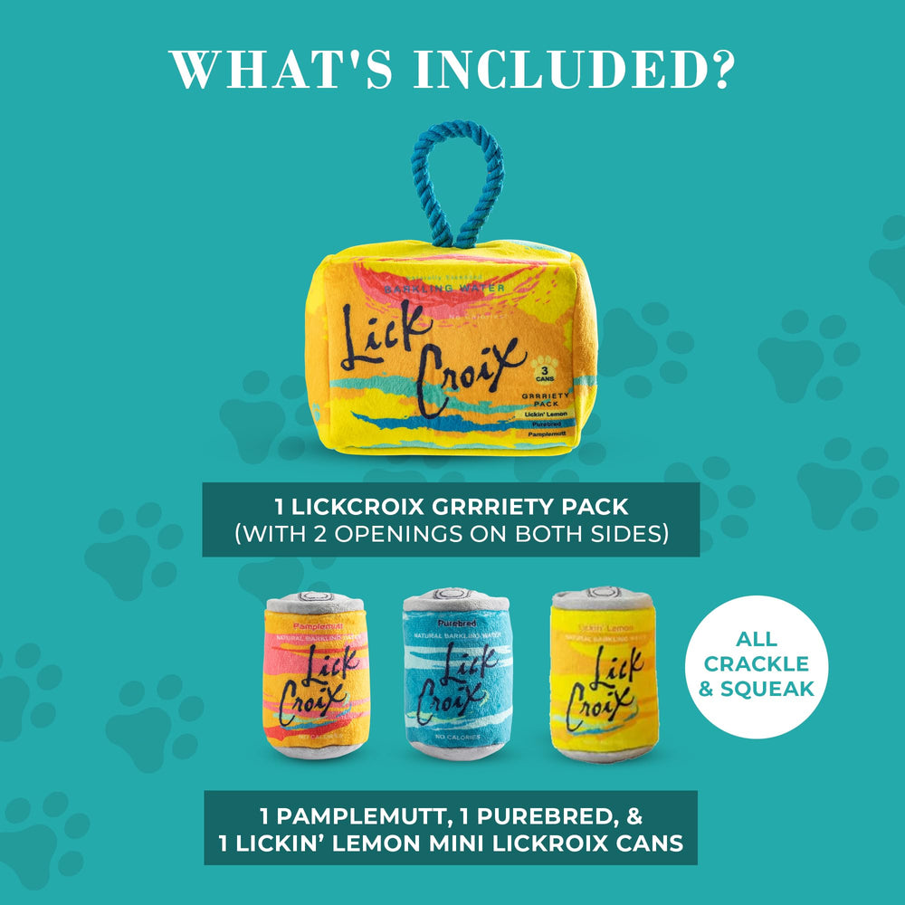 Haute Diggity Dog LickCroix Grrriety Pack soft plush material for cozy cuddle sessions.