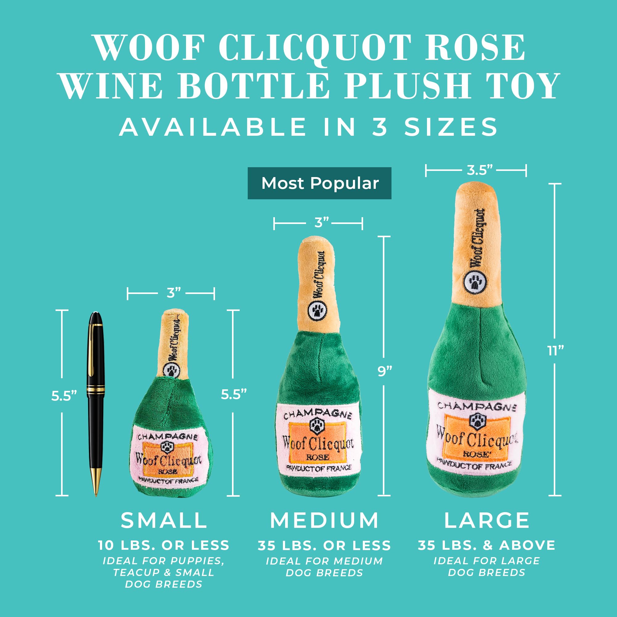 Machine-washable fabric on Haute Diggity Dog Woof Clicquot Rose toy