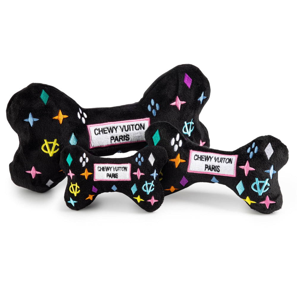 Haute Diggity Dog Black Monogram Chewy Vuiton Bone makes a stylish gift for dog lovers