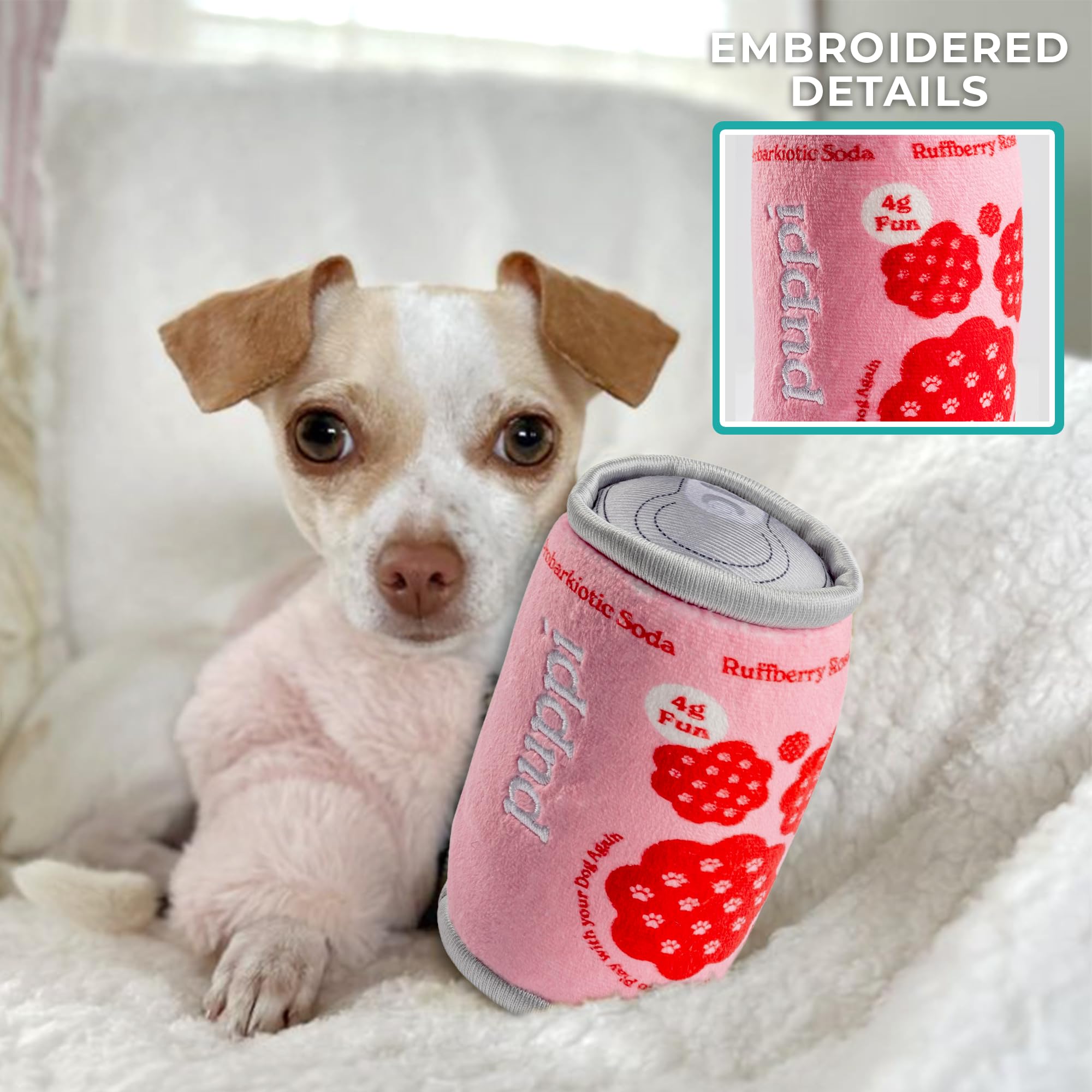 Haute Diggity Dog Puppi Ruffberry Rosé machine-washable toy for easy cleaning.