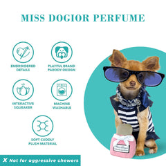 Miss Dogior perfume toy with embroidered details for stylish design.