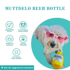Haute Diggity Dog Muttdelo interior squeaker keeps dogs engaged.