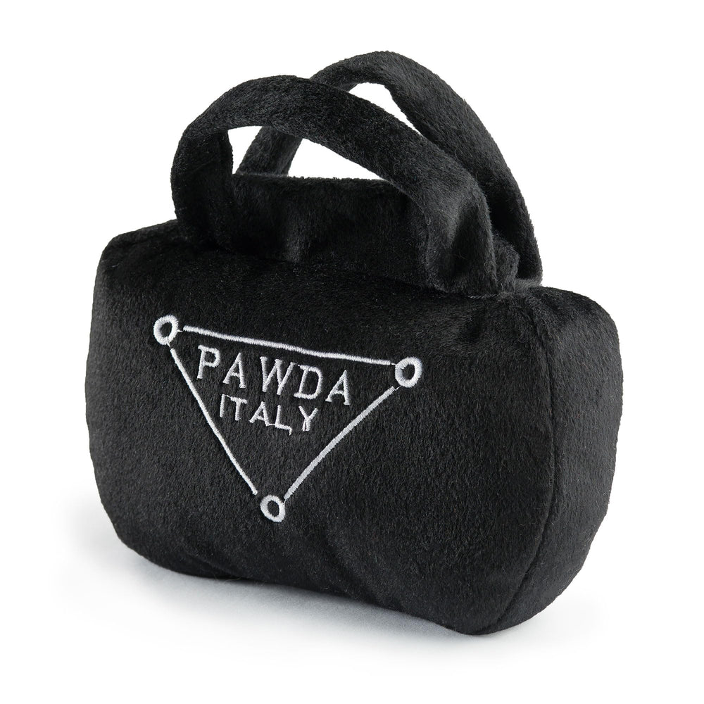 Haute Diggity Dog Pawda Handbag exterior in black velvet for stylish fetch play.