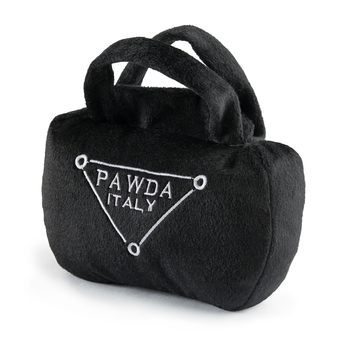 Haute Diggity Dog Pawda Handbag exterior in black velvet for stylish fetch play.