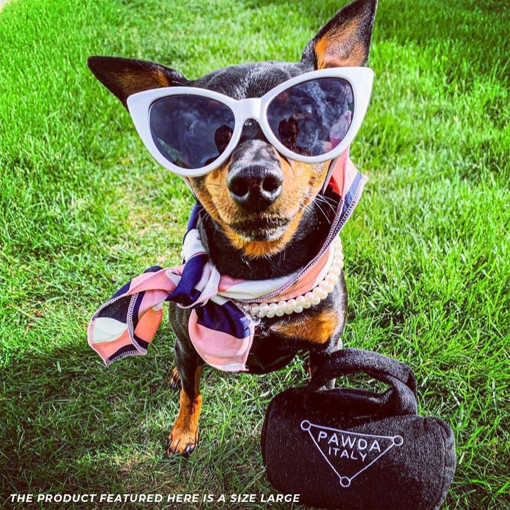 Haute Diggity Dog Pawda Handbag with playful colors attracts attention at the park.