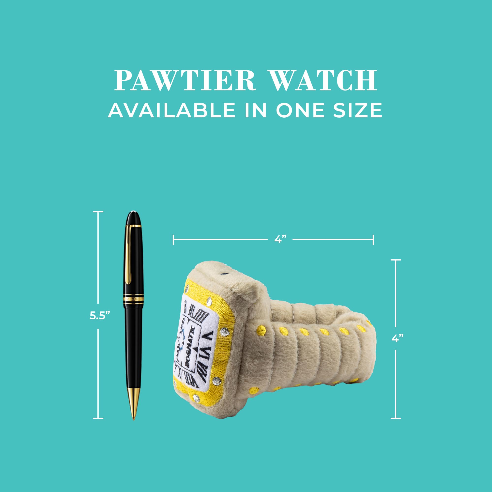 Haute Diggity Dog Pawtier Watch plush texture for soft, durable play across dog breeds.