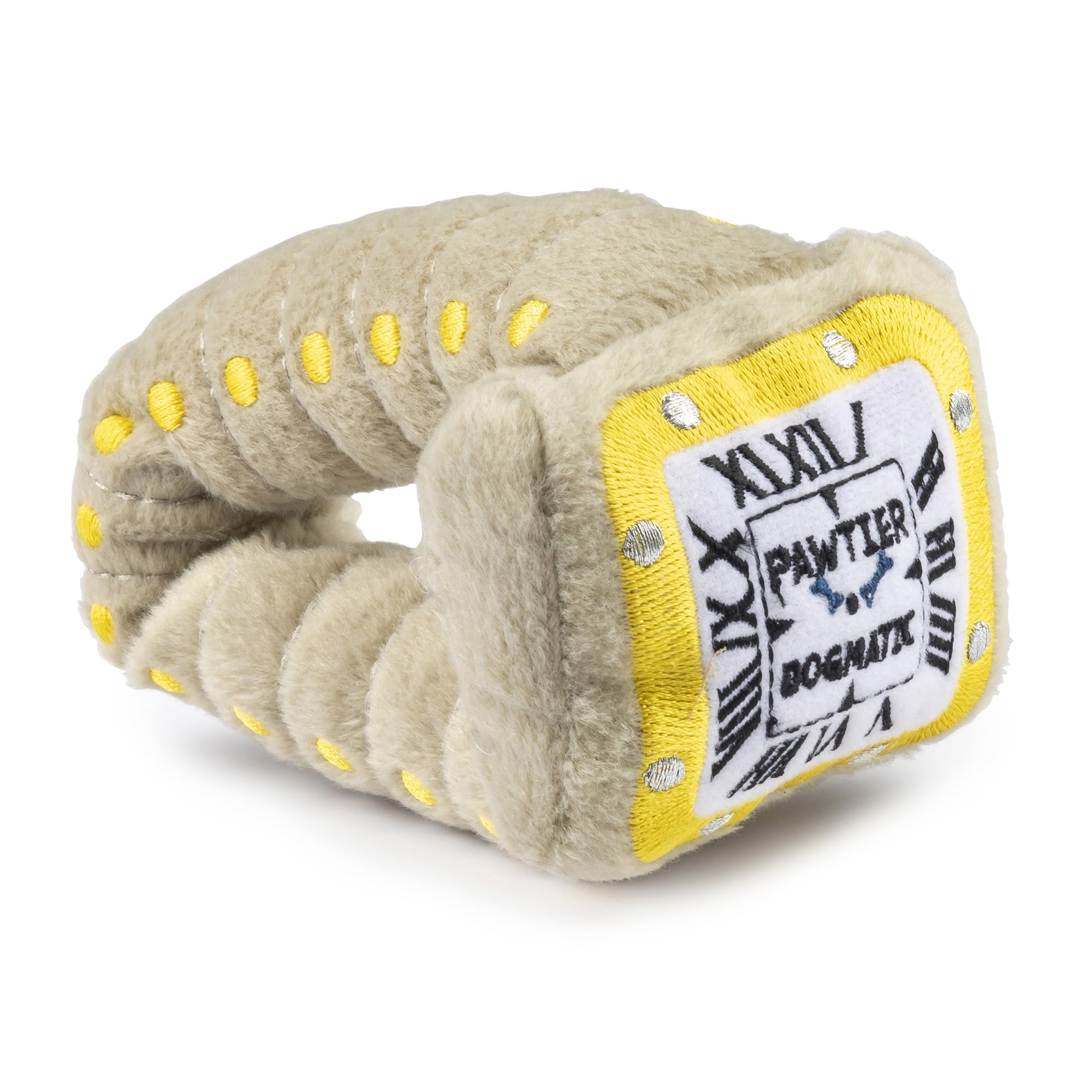 Haute Diggity Dog Pawtier Watch toy with plush design for cozy cuddles and interactive play.