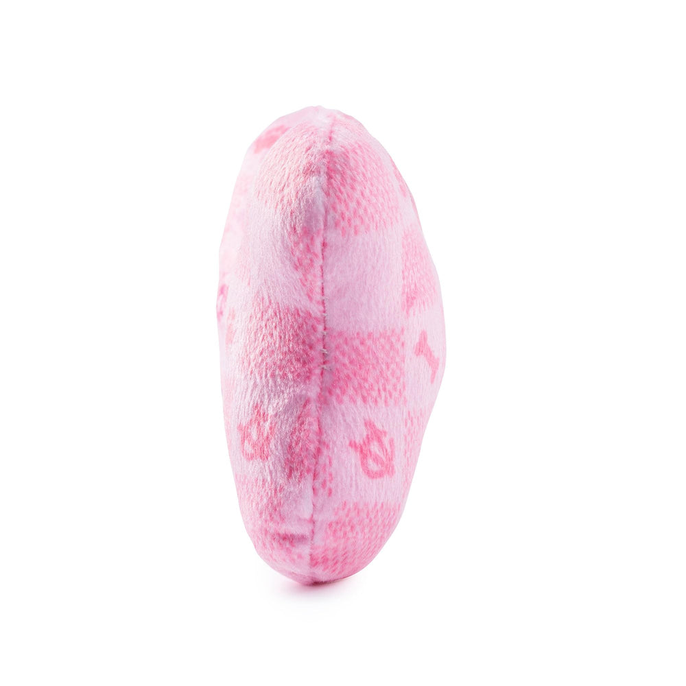 Haute Diggity Dog Pink Checker Chewy Vuiton Bone small size fits small breeds and cozy playtime