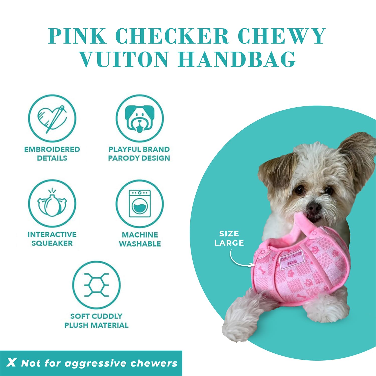 Haute Diggity Dog Pink Checker Chewy Vuiton Handbag side view shows chic design.