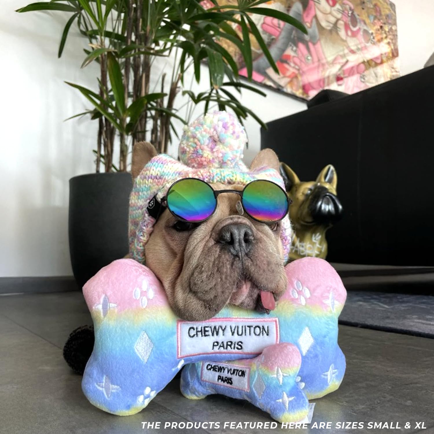 Haute Diggity Dog Pink Ombre Chewy Vuiton Bone machine-washable plush for easy cleaning.